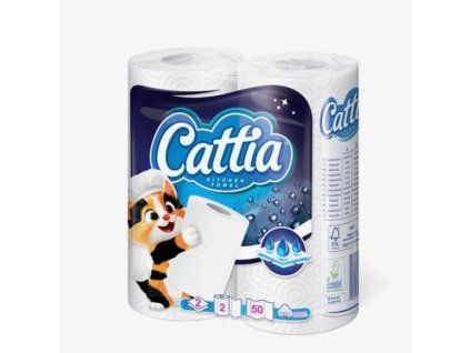 Kuchyňské utěrky Cattia 2.vr., 10m extra bílá 2x50 útržků modré